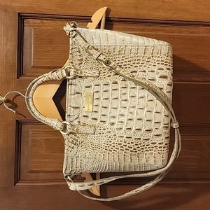 Taupe brahmin top handle handbag with strap